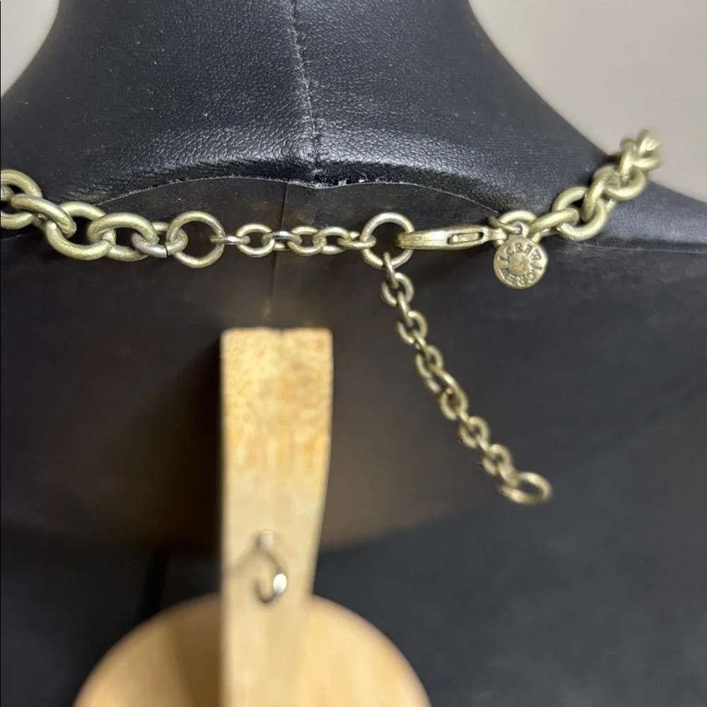 J. Crew Necklace Square Smoky Faceted Crystal Gems Bronze Tone Statement
